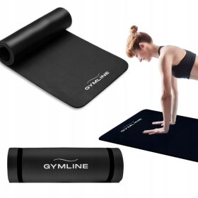    SALATEA EXERCIȚII NEGRU 180x60 cm NBR 1,5 cm PENTRU YOGA FITNESS GIMNASTICĂ