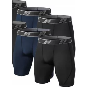    HOPLYNN Pantaloni scurți de compresie negri bleumarin pentru bărbați 4 perechi 2XL XXL