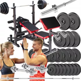    SET DE CULTURE 123KG BANCĂ FONTĂ GREUTĂȚI PUTERNICE BUTOI MUTI