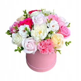 Cutie cu flori roz de săpun, înălțime 19–23 cm