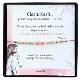   Brățară Personalizabilă cu Piatră Naturală în Cutie Cadou - Perfectă pentru Nașă