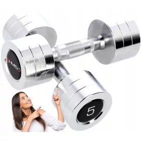   Set de gantere cromate HMS gantere 2x5kg Exerciții de fitness Crossfit