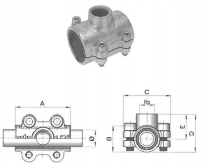 Priză de montare Gebo ANB 2,5 × 1,5 inchi, fontă