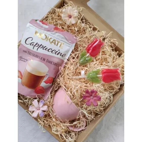    Set cadou BOX Cana roz cu cappuccino si dulciuri pentru mama si bunica