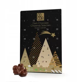    CALENDAR DE AVENIMENT CU CIOCOLATA NEGRA 70% SI DULCIURI FARA LACTOZA CACAO BIO