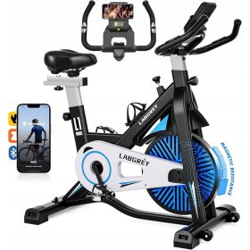    Bicicleta de exercitii de spinning mecanica Labgrey Bicicleta de exercitii LABGREY, senzor de ritm cardiac, alb