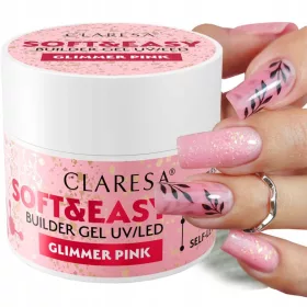    Claresa Soft&Easy Glimmer pink building gel 12g Roz zmeură mediu cu strălucire