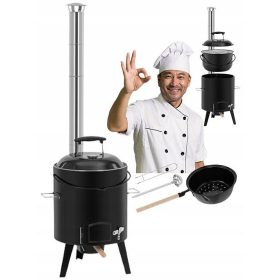    Cazan Emailat Field Kitchen cu Gratar Semineu 14l pentru Gradina