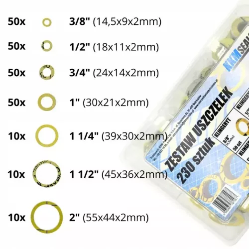 Set etanșări plate KKM SEALS 230 bucăți în 7 dimensiuni