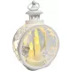 Lampion Decorativ Alb Rotund cu 3 Lumânări LED și Lumina Caldă Pâlpâindă