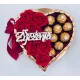  Tort inima cu ciocolata Merci Ferrero Rocher, trandafiri de sapun, cadou