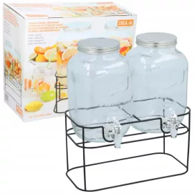    Borcan dublu din sticla cu robinet pentru apa, limonada, CUSINE ELEGANCE 2x4L