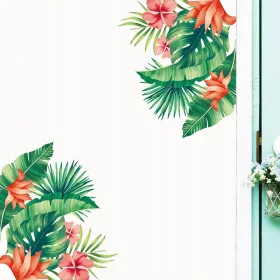  Frunze tropicale detașabile Flori Păsări Perete S