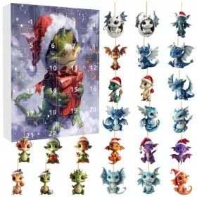    2024 Calendar cu numărătoare inversă pentru dinozauri de Crăciun, 24 de piese