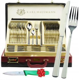   Set de Tacâmuri Elegante din Oțel Inoxidabil - 72 de Piese, Pentru 12 Persoane, Însoțit de Valiză