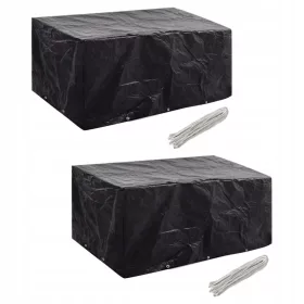   Huse pentru Mobilier de Grădină Rattan, 240x140x90 cm, Negru (Set de 2)