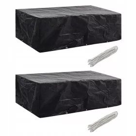   Husă protectoare pentru mobilier de grădină rattan, negru, 300x140x90 cm