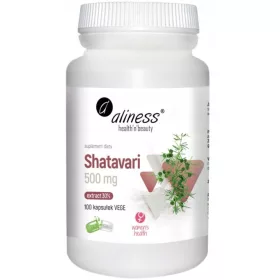   Aliness Shatavari 500 MG - 100 Capsule Vegetale, Suport Fertilitate și Hormonal Feminin