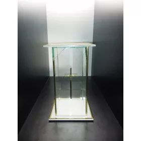 Lampion Decorativ din Sticlă cu Cruce Aurie pentru Capelă