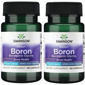   Supliment Swanson Bor 6 mg - 2x 60 capsule pentru sănătatea oaselor și metabolism