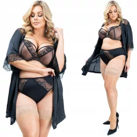    Ciorapi autoportanți PLUS SIZE 20 den cu dantelă florală ELASTAN Fenome