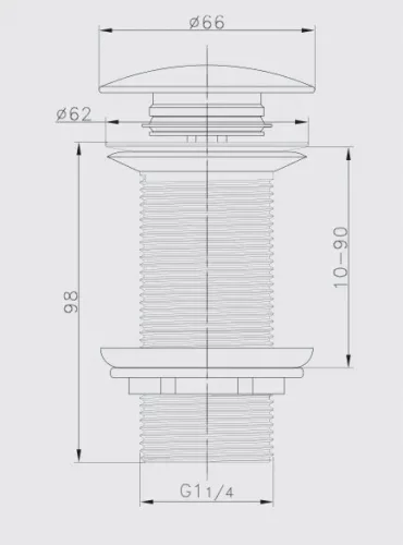 Ieșire cromată DURO 2503 click-clack fără preaplin, piesa filetată 98 mm