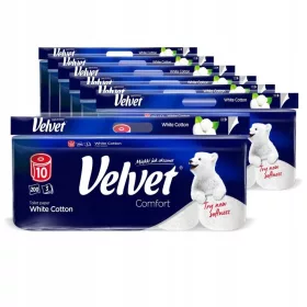 Hârtie igienică Velvet Comfort White Cotton, 70 de role