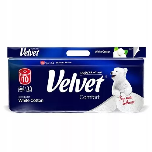 Hârtie igienică Velvet Comfort White Cotton, 70 de role