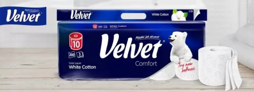 Hârtie igienică Velvet Comfort White Cotton, 70 de role