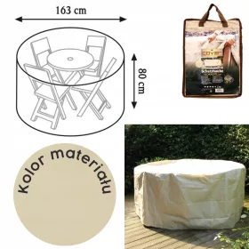   Husă pentru Masă Rotundă de Exterior, Bej - Diametru 163 cm, Înălțime 80 cm