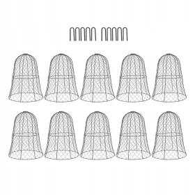   Set de 10 Cloche-uri din Sârmă Neagră pentru Protecția Plantelor în Grădină