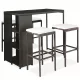 Set Mobilier Bar pentru Grădină, Rattan PE și Oțel, Maro cu Pernuțe Crem