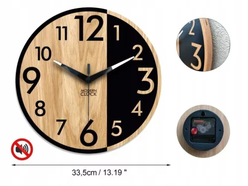 Ceas de perete din stejar ModernClock Alfred 33,5 cm