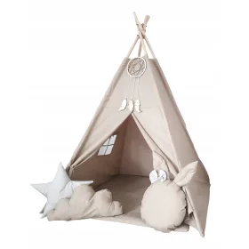  Cort Copii Tipi cu 3 Perne Cloud Bunny Dreamcatcher Bej