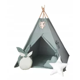    Cort tip tipi pentru copii cu 4 perne pandantiv Monstera stil boho verde