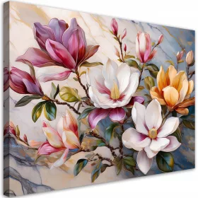   Tablou Canvas "Magnolie Colorate Pe Marmură" 60x40 cm - Decor Perfect Pentru Acasă
