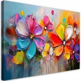   Tablou pe Pânză Canvas "Abstracție Pastelate cu Flori Colorate" 120x80 cm