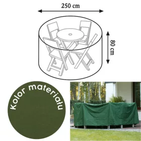   Husă de Protecție pentru Masă Rotundă de Grădină cu Scaune, Verde, Diametru 250 cm