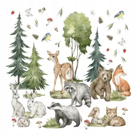   Decorațiuni de Perete cu Tematică Forestieră și Animale pentru Camera Copiilor