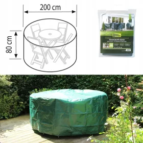   Husă de Protecție pentru Masă Rotundă de Grădină cu Scaune, Verde