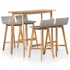   Set Mobilier Bar pentru Grădină din Lemn de Acacia și Rattan PE