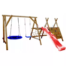    LOC DE JOOCĂ DIN LEMN PENTRU Grădină HAPPY PLAYLOUND LARGO-JUMBO 2xSWING NOU