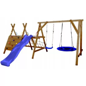   LOC DE JOOCĂ DIN LEMN PENTRU Grădină HAPPY PLAYLOUND LARGO-JUMBO NEST SWING NOU