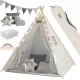  Cort Tipi pentru Copii Gri 120x120x160cm Perne Mat