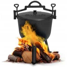    Cazan in picioare din fonta 10L oala vanatoare gratar foc de tabara MultiGarden