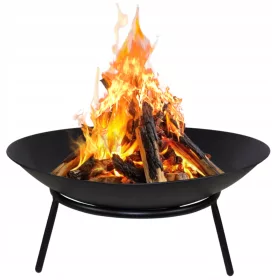    ȘEMIN DE Grădină 60CM METAL NEGRU PENTRU GRĂTAR FOCUL DE TABĂRĂ CADAN OȚEL