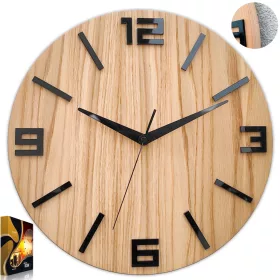   Ceas de perete din lemn de stejar Arabik - 33 cm, Design Modern și Unic