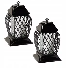 Set de 2 Lămpi Funerare Negre Elegante Pentru Mormânt