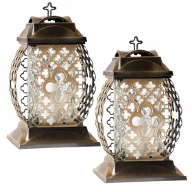   Lumânări Memorial Elegante Aurii Premium din Sticlă - Set de 2