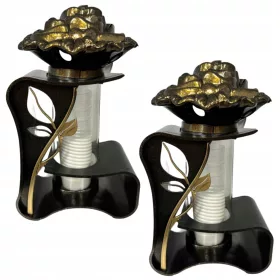   Lumânare Comemorativă Eleganță Premium, Decorată cu Trandafir - Negru și Auriu